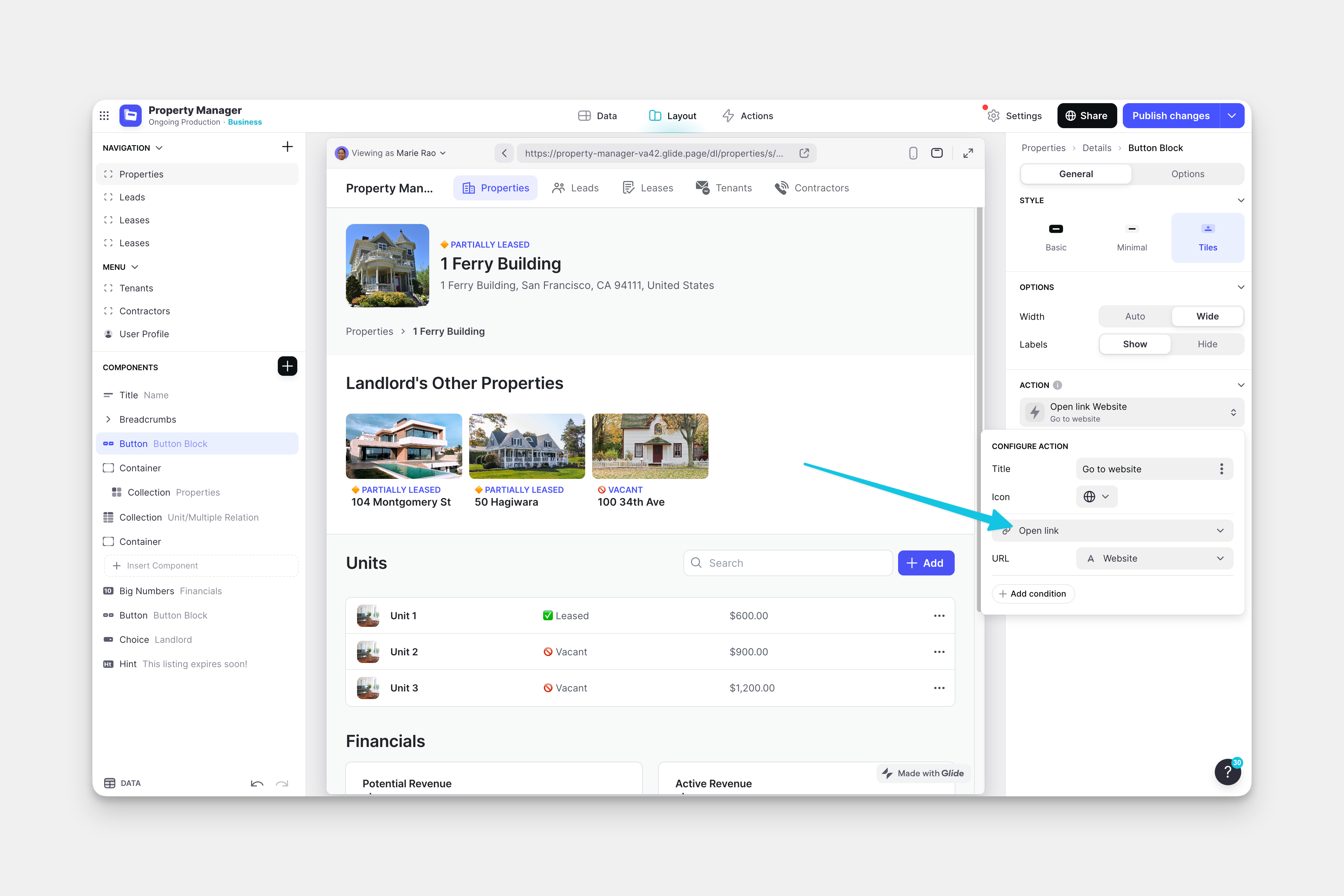 Open Link configuration